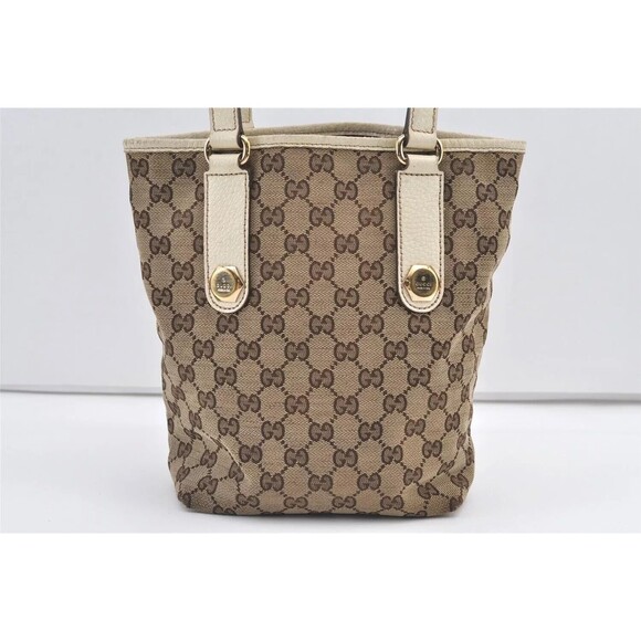 Authentic GUCCI Charmy Shoulder Tote Bag GG Canvas Leather 153361 Brown 8782J - Picture 3 of 16